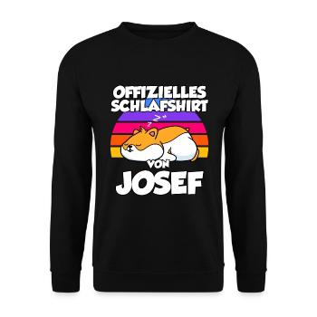 Offizielles Schlafshirt Von Josef - Unisex Pullover - Schwarz - Vorne - Alina (178cm) & Michal (187cm)