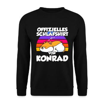 Offizielles Schlafshirt Von Konrad - Unisex Pullover - Schwarz - Vorne - Alina (178cm) & Michal (187cm)