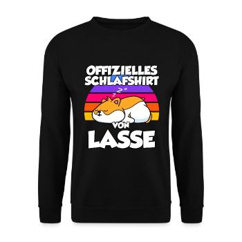 Offizielles Schlafshirt Von Lasse - Unisex Pullover - Schwarz - Vorne - Alina (178cm) & Michal (187cm)