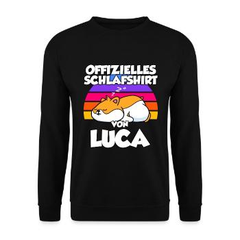 Offizielles Schlafshirt Von Luca - Unisex Pullover - Schwarz - Vorne - Alina (178cm) & Michal (187cm)