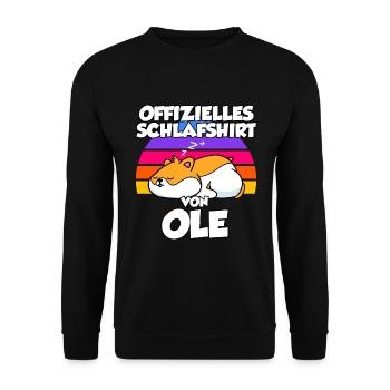 Offizielles Schlafshirt Von Ole - Unisex Pullover - Schwarz - Vorne - Alina (178cm) & Michal (187cm)
