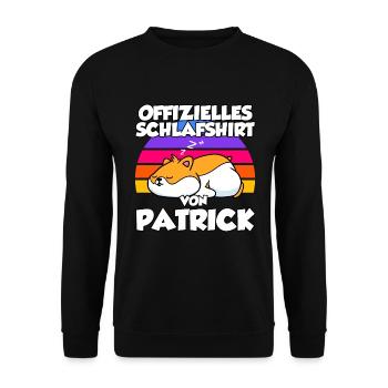 Offizielles Schlafshirt Von Patrick - Unisex Pullover - Schwarz - Vorne - Alina (178cm) & Michal (187cm)