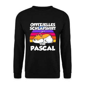 Offizielles Schlafshirt Von Pascal - Unisex Pullover - Schwarz - Vorne - Alina (178cm) & Michal (187cm)