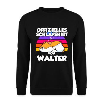Offizielles Schlafshirt Von Walter - Unisex Pullover - Schwarz - Vorne - Alina (178cm) & Michal (187cm)