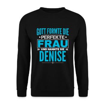 Denise Name Design - Unisex Pullover - Schwarz - Vorne - Alina (178cm) & Michal (187cm)