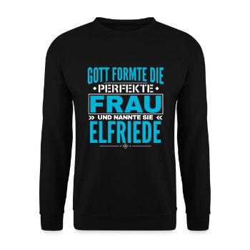 Conception du nom Elfriede - Sweat-shirt Unisexe - noir - Devant - Alina (178cm) & Michal (187cm)