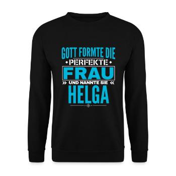 Helga Name Design - Unisex Pullover - Schwarz - Vorne - Alina (178cm) & Michal (187cm)