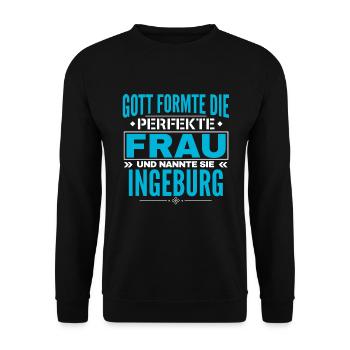 Ingeburg Name Design - Unisex Sweatshirt - black - Front - Alina (178cm) & Michal (187cm)