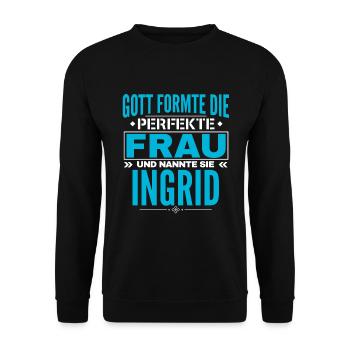 Ingrid Name Design - Unisex Pullover - Schwarz - Vorne - Alina (178cm) & Michal (187cm)