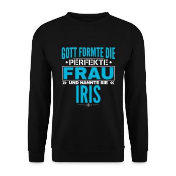 Iris Name Design - Unisex Pullover - Schwarz - Vorne - Alina (178cm) & Michal (187cm)