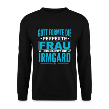 Conception du nom Irmgard - Sweat-shirt Unisexe - noir - Devant - Alina (178cm) & Michal (187cm)