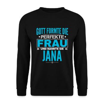 Jana Name Design - Unisex Pullover - Schwarz - Vorne - Alina (178cm) & Michal (187cm)