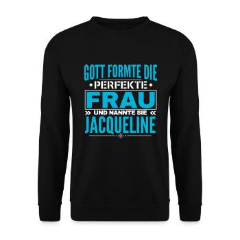 Jacqueline Name Design - Unisex Pullover - Schwarz - Vorne - Alina (178cm) & Michal (187cm)