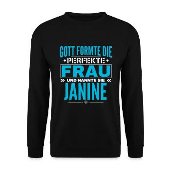 Conception du nom Janine - Sweat-shirt Unisexe - noir - Devant - Alina (178cm) & Michal (187cm)