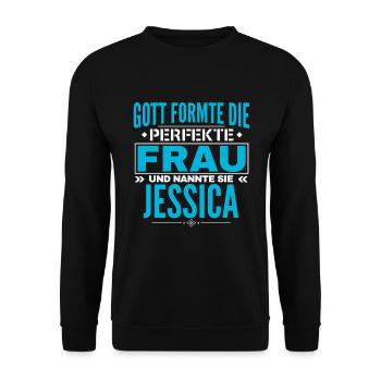 Jessica Name Design - Unisex Pullover - Schwarz - Vorne - Alina (178cm) & Michal (187cm)