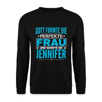 Jennifer Name Design - Unisex Pullover - Schwarz - Vorne - Alina (178cm) & Michal (187cm)