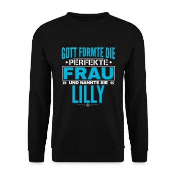 Lilly Name Design - Unisex Sweatshirt - black - Front - Alina (178cm) & Michal (187cm)