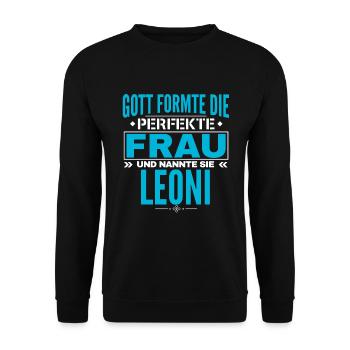 Leoni Name Design - Unisex Pullover - Schwarz - Vorne - Alina (178cm) & Michal (187cm)