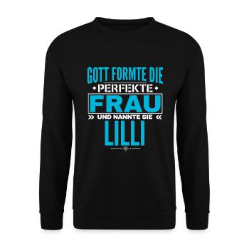 Lilli Name Design - Unisex Pullover - Schwarz - Vorne - Alina (178cm) & Michal (187cm)