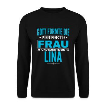Lina Name Design - Unisex Pullover - Schwarz - Vorne - Alina (178cm) & Michal (187cm)