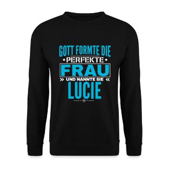 Lucie Name Design - Unisex Pullover - Schwarz - Vorne - Alina (178cm) & Michal (187cm)