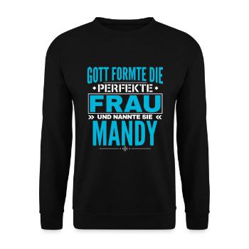 Mandy Name Design - Unisex Pullover - Schwarz - Vorne - Alina (178cm) & Michal (187cm)