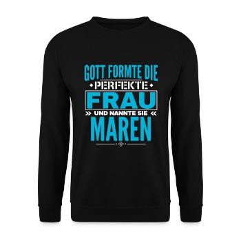 Maren Name Design - Unisex Pullover - Schwarz - Vorne - Alina (178cm) & Michal (187cm)