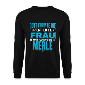 Conception du nom Merle - Sweat-shirt Unisexe - noir - Devant - Alina (178cm) & Michal (187cm)