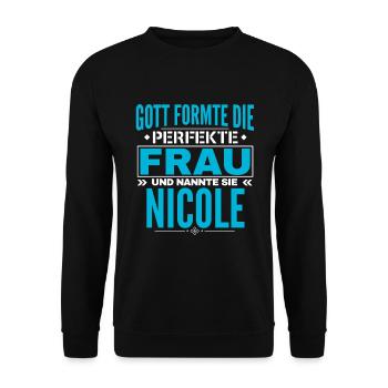 Nicole Name Design - Unisex Pullover - Schwarz - Vorne - Alina (178cm) & Michal (187cm)