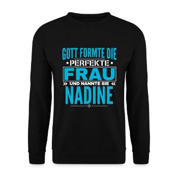 Nadine Name Design - Unisex Pullover - Schwarz - Vorne - Alina (178cm) & Michal (187cm)