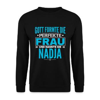 Conception du nom Nadja - Sweat-shirt Unisexe - noir - Devant - Alina (178cm) & Michal (187cm)