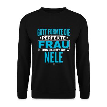 Nele Name Design - Unisex Pullover - Schwarz - Vorne - Alina (178cm) & Michal (187cm)