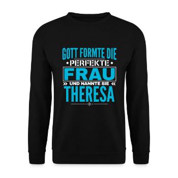 Theresa Name Design - Unisex Pullover - Schwarz - Vorne - Alina (178cm) & Michal (187cm)