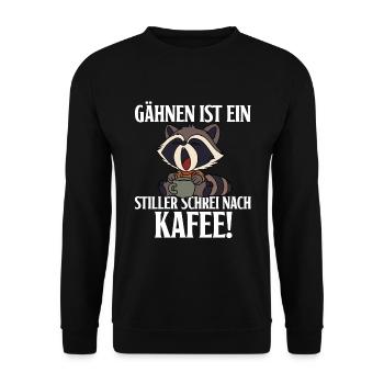 Gähnen Ist Ein Stiller Screi Nach Kaffee - Unisex Pullover - Schwarz - Vorne - Alina (178cm) & Michal (187cm)