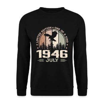 Incomparable depuis juillet 1946, 78e Anniversaire - Sweat-shirt Unisexe - noir - Devant - Alina (178cm) & Michal (187cm)