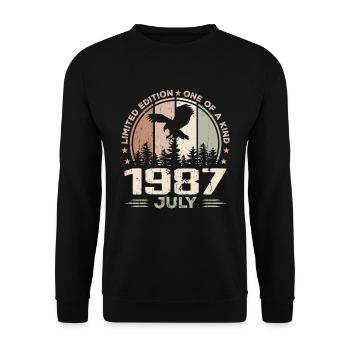 Incomparable depuis juillet 1987, 37e Anniversaire - Sweat-shirt Unisexe - noir - Devant - Alina (178cm) & Michal (187cm)