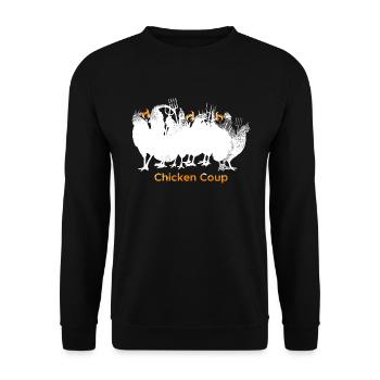 Chicken Coup - Poulets blancs sur gris - Sweat-shirt Unisexe - noir - Devant - Alina (178cm) & Michal (187cm)