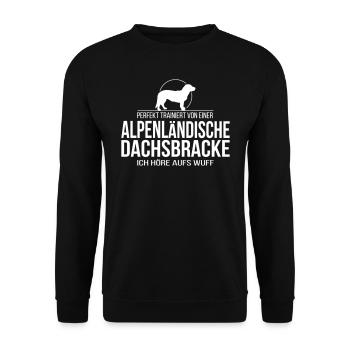 ALPENLÄNDISCHE DACHSBRACKE wuff - Unisex Pullover - Schwarz - Vorne - Alina (178cm) & Michal (187cm)