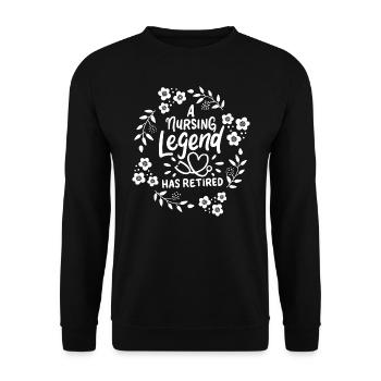 Nursing Legend Has Retired Retirement Retiree Gift - Unisex Sweatshirt - black - Front - Alina (178cm) & Michal (187cm)
