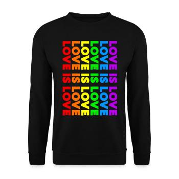 PRIDE RAINBOW LOVE IS LOVE FLAGGE REGENBOGEN LGBT - Unisex Pullover - Schwarz - Vorne - Alina (178cm) & Michal (187cm)