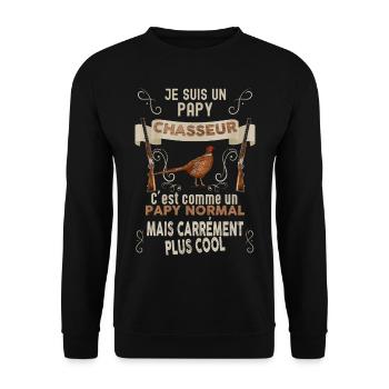 Papy chasseurs de gibier humour chasse - Sweat-shirt Unisexe - noir - Devant - Alina (178cm) & Michal (187cm)