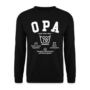 OPA - 70+ funny washing instructions - Unisex Sweatshirt - black - Front - Alina (178cm) & Michal (187cm)