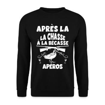 Après la chasse à la bécasse apéro - Sweat-shirt Unisexe - noir - Devant - Alina (178cm) & Michal (187cm)