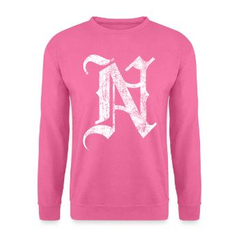 Tshirt alphabet initial N - Sweat-shirt Unisexe - rose - Devant