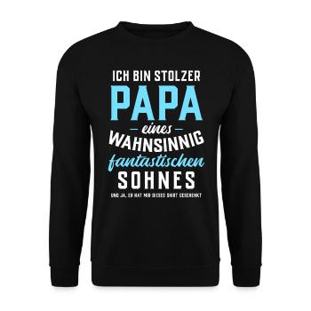 Ich bin stolzer Papa eines fantastischen Sohnes - Unisex Pullover - Schwarz - Vorne - Alina (178cm) & Michal (187cm)