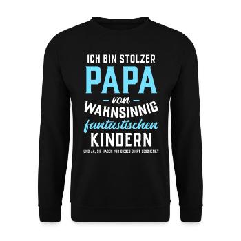 Ich bin stolzer Papa von fantastischen Kindern - Unisex Pullover - Schwarz - Vorne - Alina (178cm) & Michal (187cm)