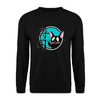 mignon drôle manga cat shirt autocollant - Sweat-shirt Unisexe - noir - Devant - Alina (178cm) & Michal (187cm)
