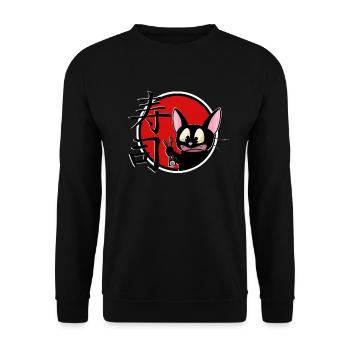 mignon drôle manga cat shirt autocollant - Sweat-shirt Unisexe - noir - Devant - Alina (178cm) & Michal (187cm)