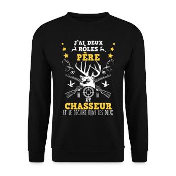 Père Et Chasseur L'Homme Parfait Qui Déchire - Sweat-shirt Unisexe - noir - Devant - Alina (178cm) & Michal (187cm)