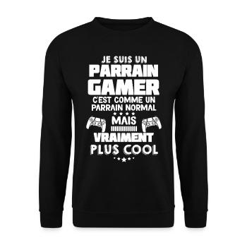For My Godfather Gamer Super Cool - Unisex Sweatshirt - black - Front - Alina (178cm) & Michal (187cm)
